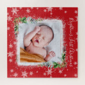 Vroege kerstfoto van rode en witte Baby Legpuzzel (Horizontaal)