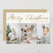 Vroege kerstfotokaart met drie Afbeeldingen Feestdagenkaart (Voorkant / Achterkant)