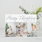 Vroege kerstfotokaart met drie Afbeeldingen Feestdagenkaart (Staand voorkant)