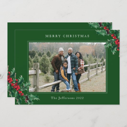 Vroege kerstgroene aangepaste fotokaart (Voorkant / Achterkant)