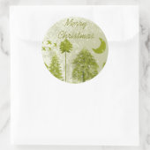 Vroege kerstgroene stekels maan en sterren ronde sticker (Tas)