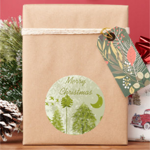 Vroege kerstgroene stekels maan en sterren ronde sticker