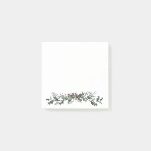 Vroege kerstgroet mistletoe en dennenpoep post-it® notes (Voorkant)
