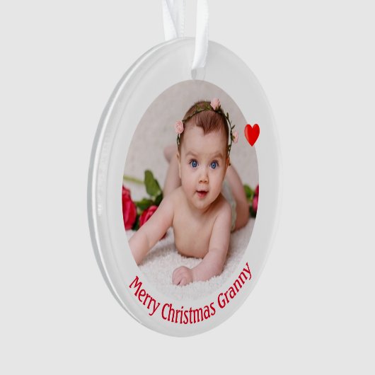 Vroege kerstgrootmoeder en aangepaste foto ornament (voorkant)