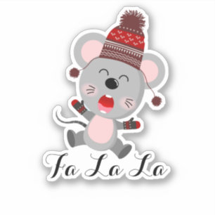 Vroege kerstkaartenmuis ID854-Sticker Sticker