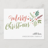 Vroege kerstkalligrafie Foliage Briefkaart (Voorkant)