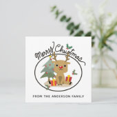 Vroege kerstkoortsrendiernaam feestdagenkaart (Staand voorkant)