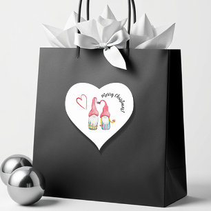 Vroege kerstkoortswintergnomen in liefde hart sticker