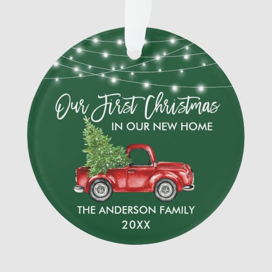 Vroege Kerstmis in penseel script: Groene lantaarn Ornament (voorkant)