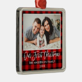 Vroege Kerstmis met Red Plays voor penseelscript Metalen Ornament (Rechts)