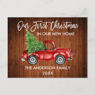 Vroege Kerstmis nieuwe home Truck in penseel Scrip Briefkaart