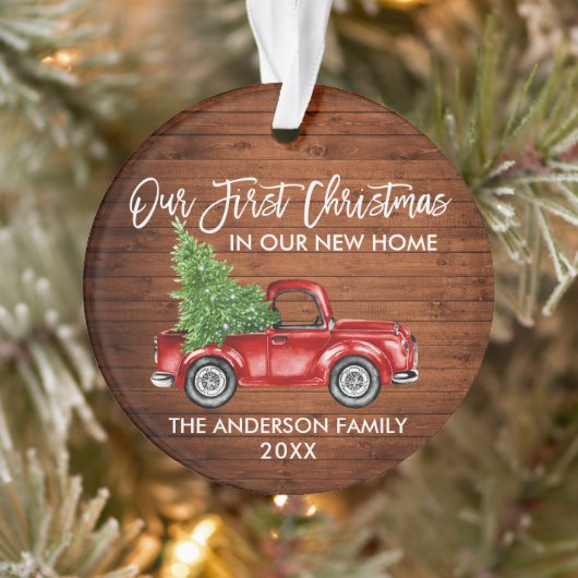 Vroege Kerstmis nieuwe home Truck in penseel Scrip Ornament (Boom)