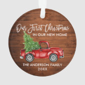 Vroege Kerstmis nieuwe home Truck in penseel Scrip Ornament (achterkant)