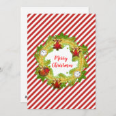Vroege kerstrode strepen feestdagenkaart (Voorkant / Achterkant)