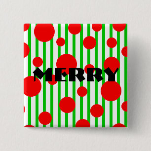 Vroege kerststrepen en Stippen Vierkante Button 5,1 Cm