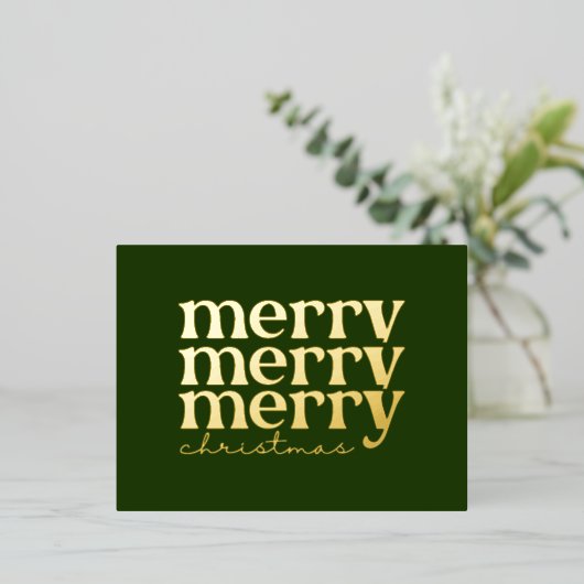 Vroege kersttekst Groen met groen goud Folie Feestdagen Briefkaart (Staand Voorkant)