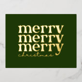 Vroege kersttekst Groen met groen goud Folie Feestdagen Briefkaart (Voorkant)