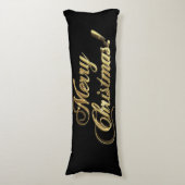 Vroege kersttekst Modern Black en Gold Lichaamskussen (Voorkant Verticaal)