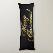 Vroege kersttekst Modern Black en Gold Lichaamskussen (Achterkant (Verticaal))