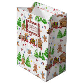 Vroege kersttrein Gingerbrood Man Tree Family Medium Cadeauzakje (Achterkant Gekanteld)