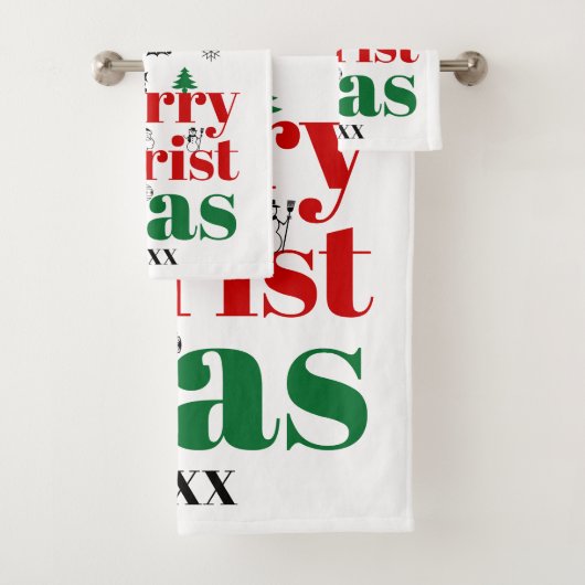 Vroege kersttypografie en  elementen bad handdoek (Insitu)