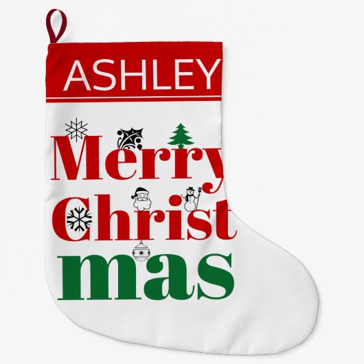 Vroege kersttypografie en elementen grote kerstsok (Voorkant)