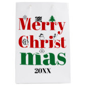 Vroege kersttypografie en  elementen medium cadeauzakje (Voorkant)