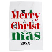 Vroege kersttypografie en  elementen medium cadeauzakje (Achterkant)