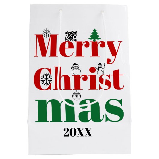 Vroege kersttypografie en  elementen medium cadeauzakje (Achterkant)