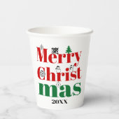 Vroege kersttypografie en  elementen papieren bekers (Achterkant)