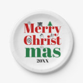 Vroege kersttypografie en elementen papieren bordje (Voorkant)