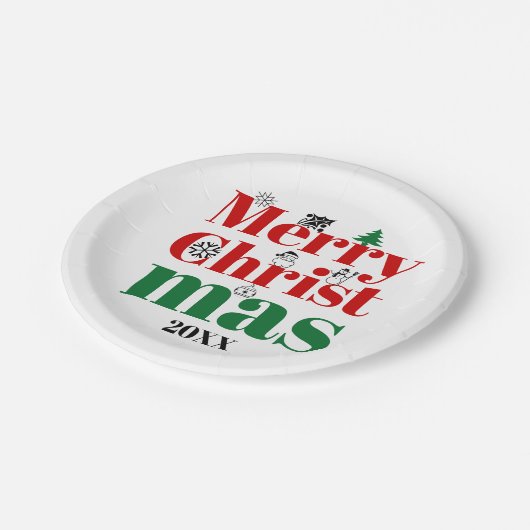 Vroege kersttypografie en elementen papieren bordje (Gekanteld)