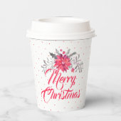 Vroege kersttypografie en kerstbloemen papieren bekers (Achterkant)