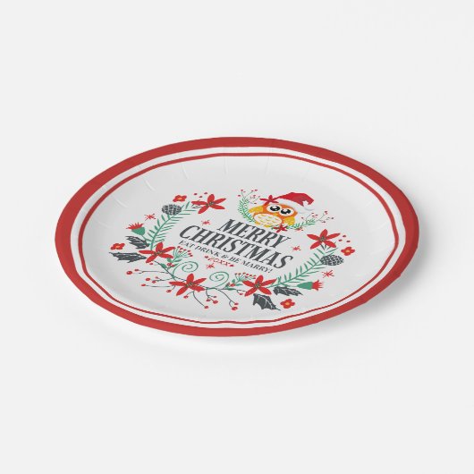 Vroege kersttypografie en kerstboomkreeft papieren bordje (Gekanteld)