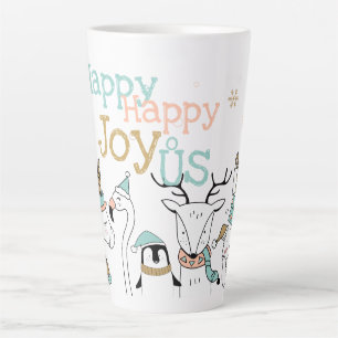 Vroege kerstwinterdieren Happy Joy-ous Latte Mok