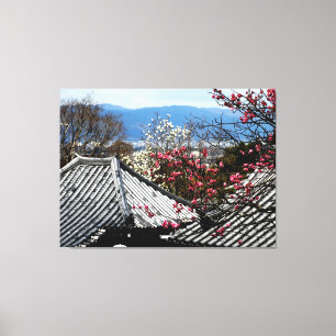 Vroege lente Kersenbloesems in Kyoto, Japan op een Canvas Afdruk