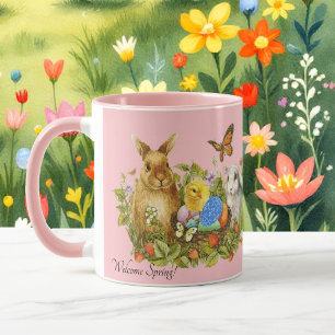 Vroege lenteseitijd bunny Eggs Chick Butterfly Gif Mok