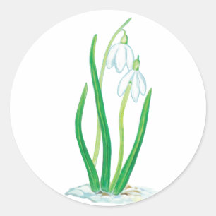 Vroege lentesnowdruppels ronde sticker