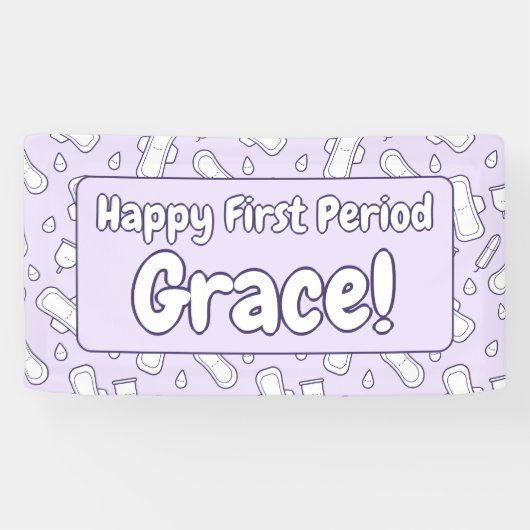 Vroege naam Paarse Cute Tampon Pad Spandoek (Horizontaal)