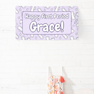 Vroege naam Paarse Cute Tampon Pad Spandoek