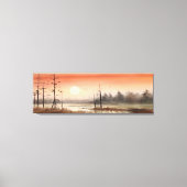 Vroege Ochtend Waterverf mistig hemellandschap Canvas Afdruk (Voorkant)