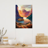 Vroege ochtendreis door de Gran Canyon. Poster (Keuken)