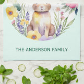 Vroege Paasdag Waterverf Bunny - Aangepaste naam Theedoek (Gevouwen)