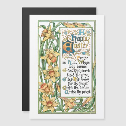   Vroege Pasen tekst met Daffodils (Voorkant / Achterkant)