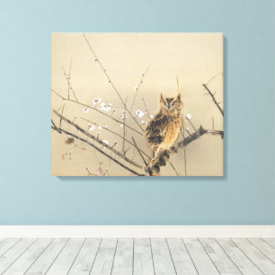 Vroege pruimbloesems van Nishimura Goun, Owl Canvas Afdruk