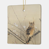 Vroege pruimbloesems van Nishimura Goun, Owl Keramisch Ornament (Links)