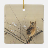Vroege pruimbloesems van Nishimura Goun, Owl Keramisch Ornament (Achterkant)