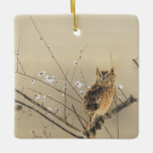 Vroege pruimbloesems van Nishimura Goun, Owl Keramisch Ornament (Voorkant)