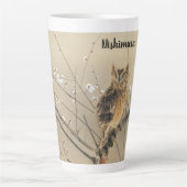 Vroege pruimbloesems van Nishimura Goun,  Owl Latte Mok (Voorkant)