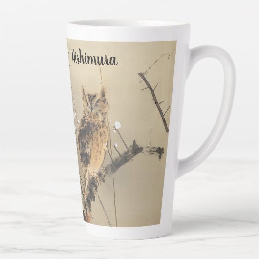 Vroege pruimbloesems van Nishimura Goun,  Owl Latte Mok (Rechts)